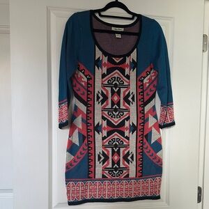 Flying Tomato Blue and Pink Geometric Mini Dress